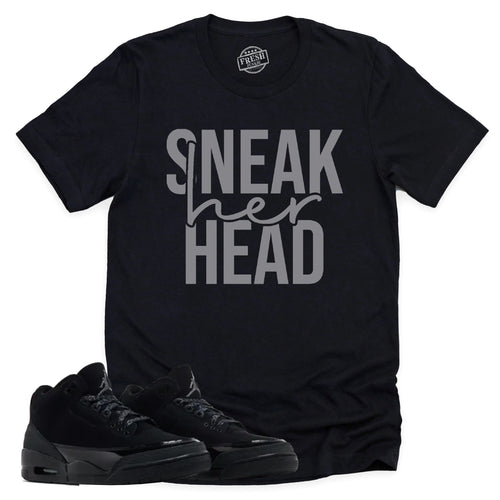 SneakHER Head Shirt | Retro Air Jordan 3 Black Cat Sneaker Match Tee