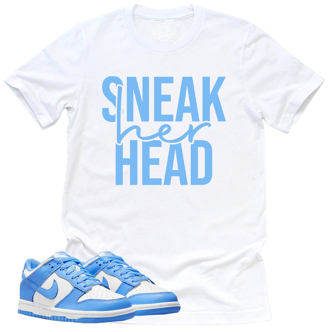 SneakHER Head Shirt | Retro Dunk Low University Blue Sneaker Match Tee