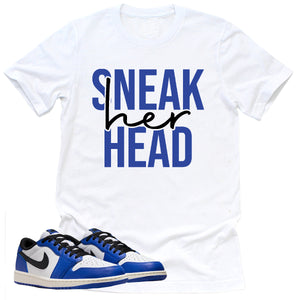 SneakHER Head Shirt | Retro Air Jordan 1 Low Game Royal Sneaker Match Tee