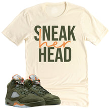 Load image into Gallery viewer, SneakHER Head Shirt | Air Jordan 5 Olive Sneaker Match Tee