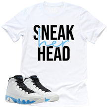 Load image into Gallery viewer, SneakHER Head Shirt | Retro Air Jordan 9 Powder Blue Sneaker Match Tee