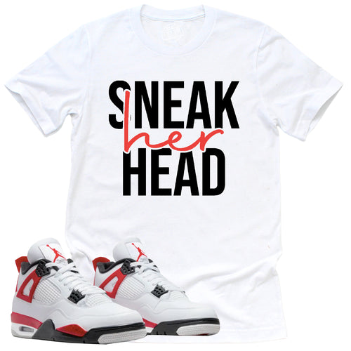 SneakerHER Head Shirt | Retro Air Jordan 4 Red Cement Sneaker Match Tee