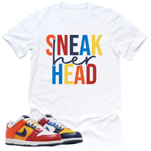 Load image into Gallery viewer, SneakHER Head  Shirt | Retro Dunk Low Midnight Navy And Varsity Red Sneaker Match Tee