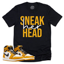 Load image into Gallery viewer, SneakHER Head Shirt | Retro Air Jordan 1 Yellow Ochre Sneaker Match Tee