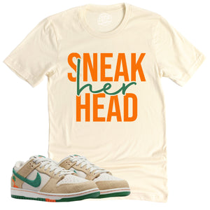 SneakHER Head Shirt | Retro Dunk Low Phantom and Malachite Sneaker Match Tee