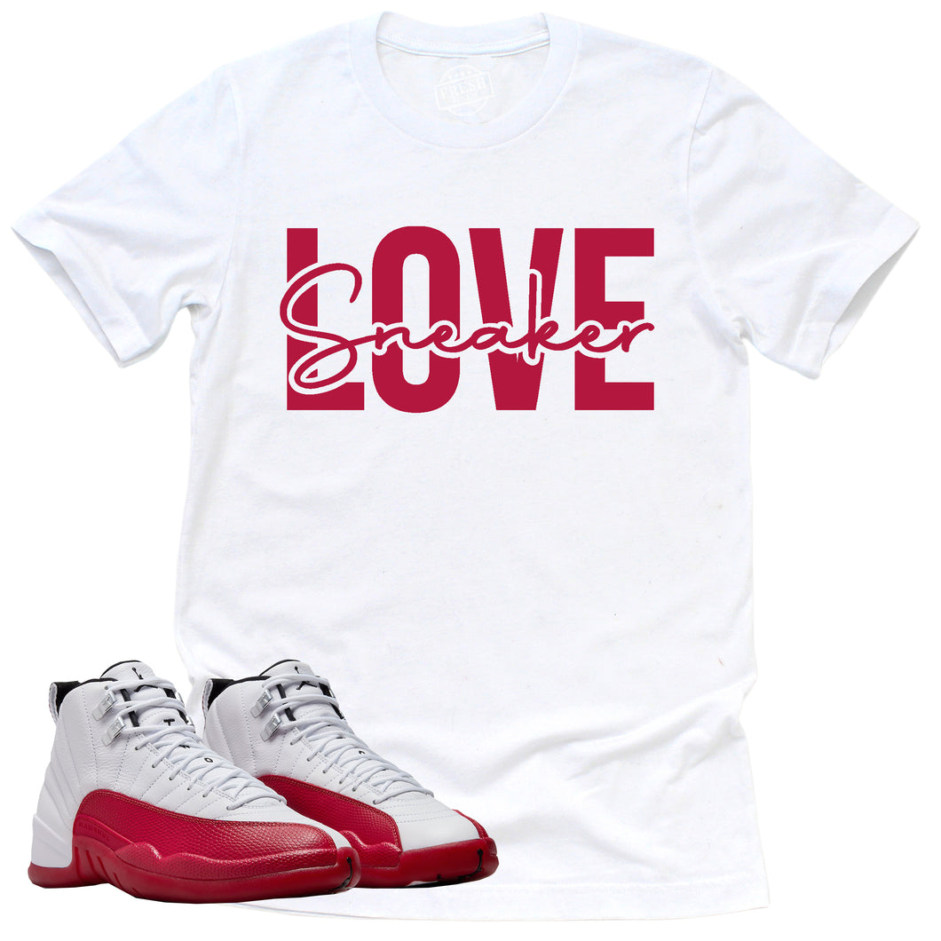 Sneaker Love Shirt | Retro Air Jordan 12 Cherry Red Sneaker Match Tee