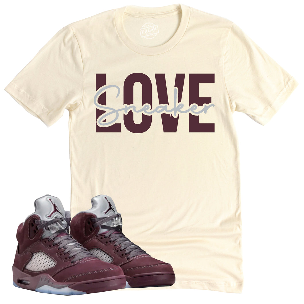 Sneaker Love Shirt | Air Jordan 5 Burgundy Sneaker Match Tee