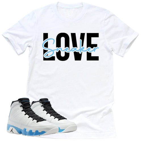 Sneaker Love Shirt | Retro Air Jordan 9 Powder Blue Sneaker Match Tee