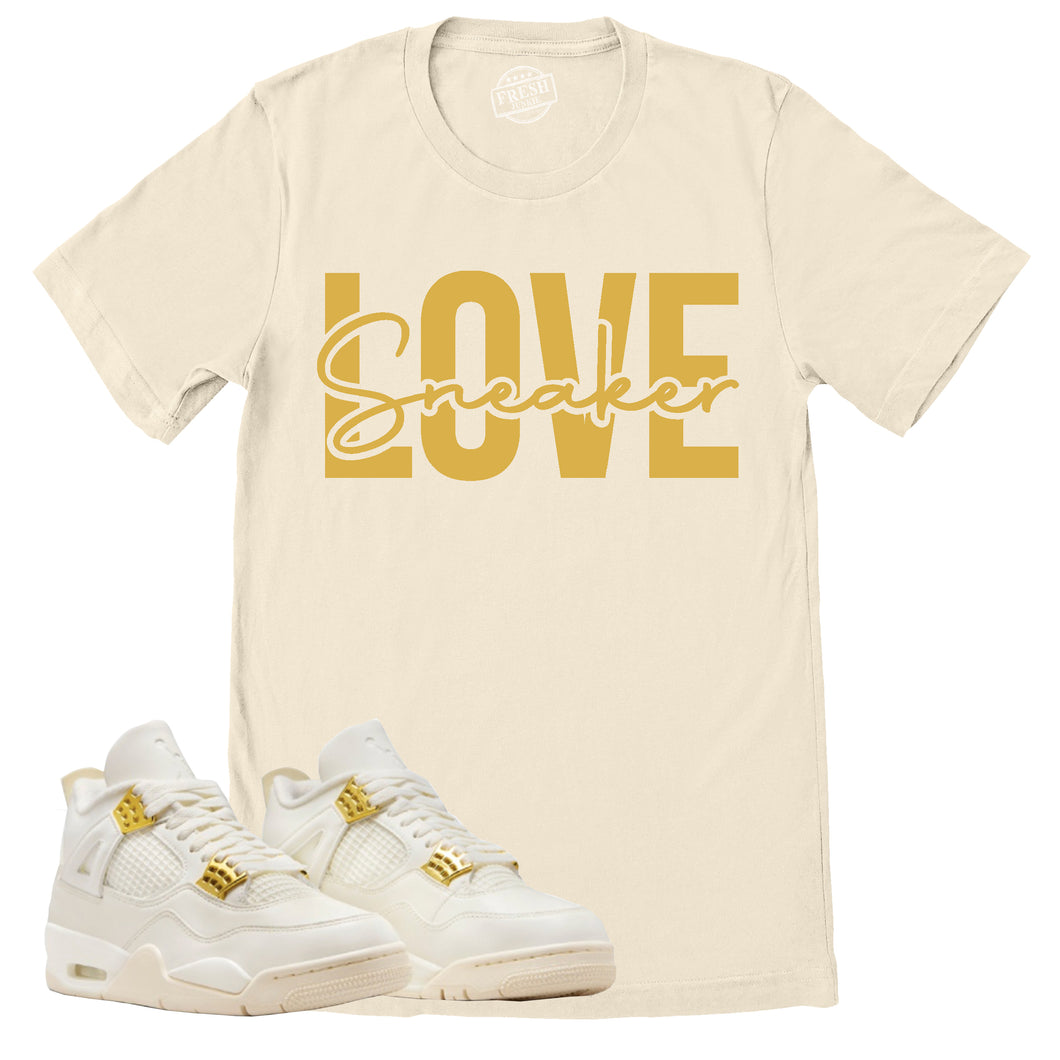 Sneaker Love Shirt | Retro Air Jordan 4 Sail Gold Sneaker Match Tee