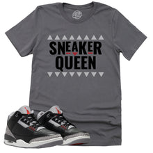 Load image into Gallery viewer, Sneaker Queen Shirt | Retro Air Jordan 3 Black Cement Sneaker Match Tee