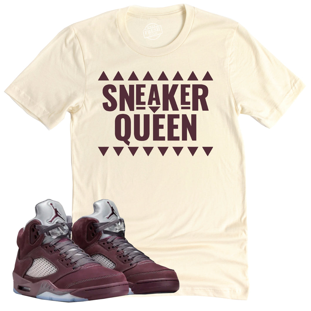 Sneaker Queen Shirt | Air Jordan 5 Burgundy Sneaker Match Tee