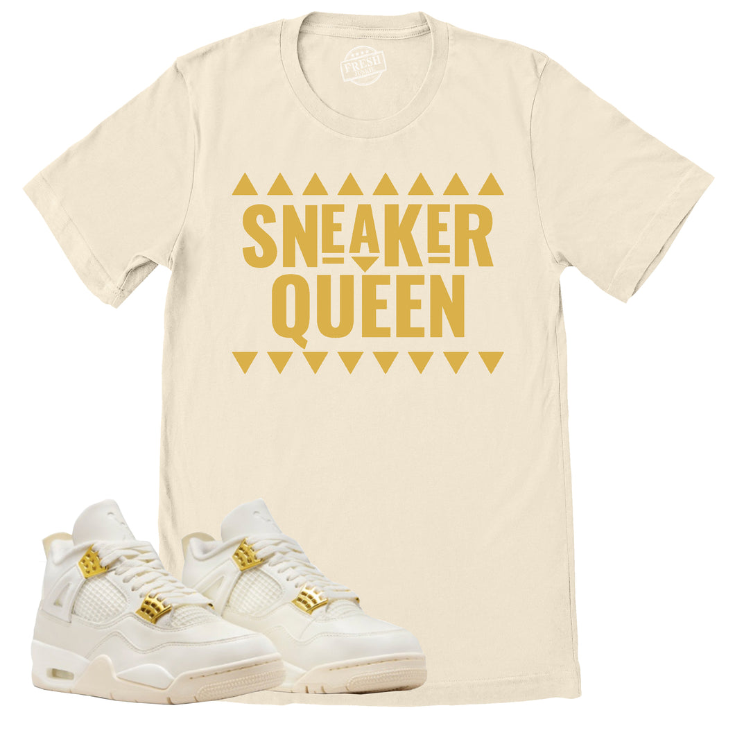 Sneaker Queen Shirt | Retro Air Jordan 4 Sail Gold Sneaker Match Tee