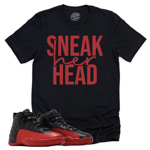 SneakHER Head Shirt | Retro Air Jordan 12 Flu Game Sneaker Match Tee