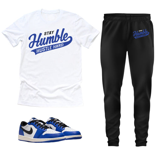 Stay Humble Hustle Hard | Retro Air Jordan 1 Low Game Royal Sneaker Match Tee & Jogger Set