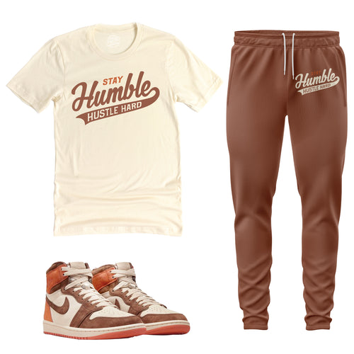 Stay Humble Hustle Hard | Retro Air Jordan 1 Cacao Sneaker Match Tee & Jogger Set