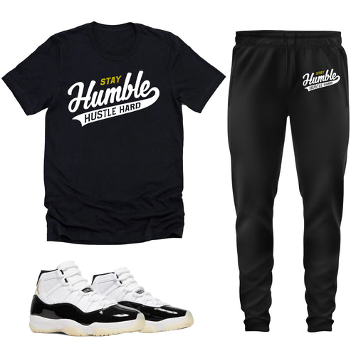 Stay Humble Hustle Hard | Retro Air Jordan 11 Gratitude Sneaker Match Tee & Jogger Set