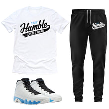 Load image into Gallery viewer, Stay Humble Hustle Hard | Retro Air Jordan 9 Powder Blue Sneaker Match Tee &amp; Jogger Set