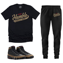 Load image into Gallery viewer, Stay Humble Hustle Hard | Retro Air Jordan 9 Olive Sneaker Match Tee &amp; Jogger Set