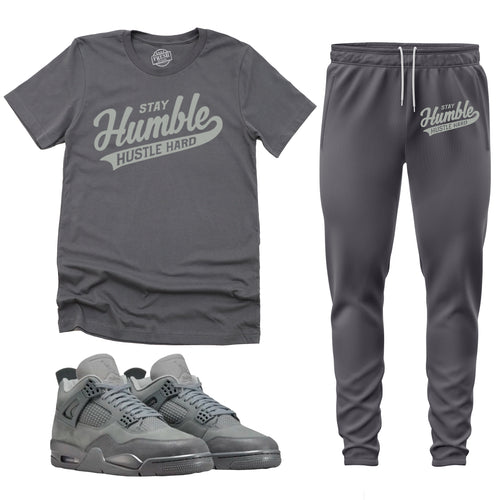 Stay Humble Hustle Hard | Retro Air Jordan 4 Wet Cement Sneaker Match Tee & Jogger Set (Copy)