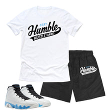 Load image into Gallery viewer, Stay Humble Hustle Hard | Retro Air Jordan 9 Powder Blue Sneaker Match Tee &amp; Short Set