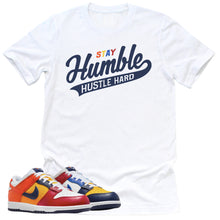 Load image into Gallery viewer, Stay Humble Hustle Hard Shirt | Retro Dunk Low Midnight Navy And Varsity Red Sneaker Match Tee