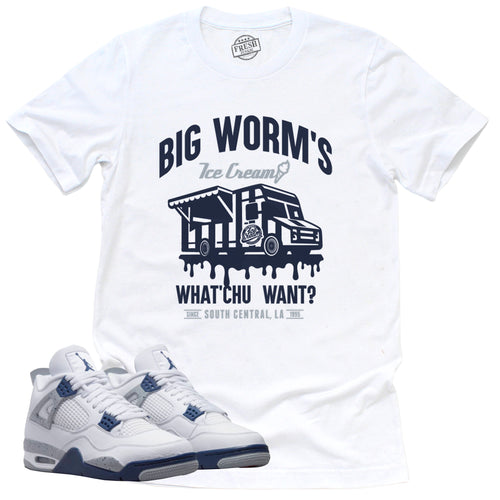 BW Ice Cream Shop Shirt | Retro Air Jordan 4 Midnight Navy Sneaker Match Tee