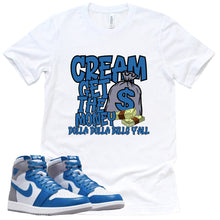 Load image into Gallery viewer, Cream Shirt | Retro Air Jordan 1 True Blue Sneaker Match Tee