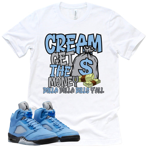 Cream Shirt | Retro Air Jordan 5 University Blue Sneaker Match Tee