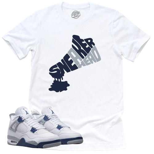 Dripping Sneakerhead Shirt | Retro Air Jordan 4 Midnight Navy Sneaker Match Tee