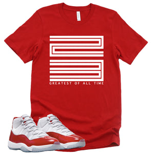 Greatest Of All Time Shirt | Retro Air Jordan 11 Cherry Red Sneaker Match Tee