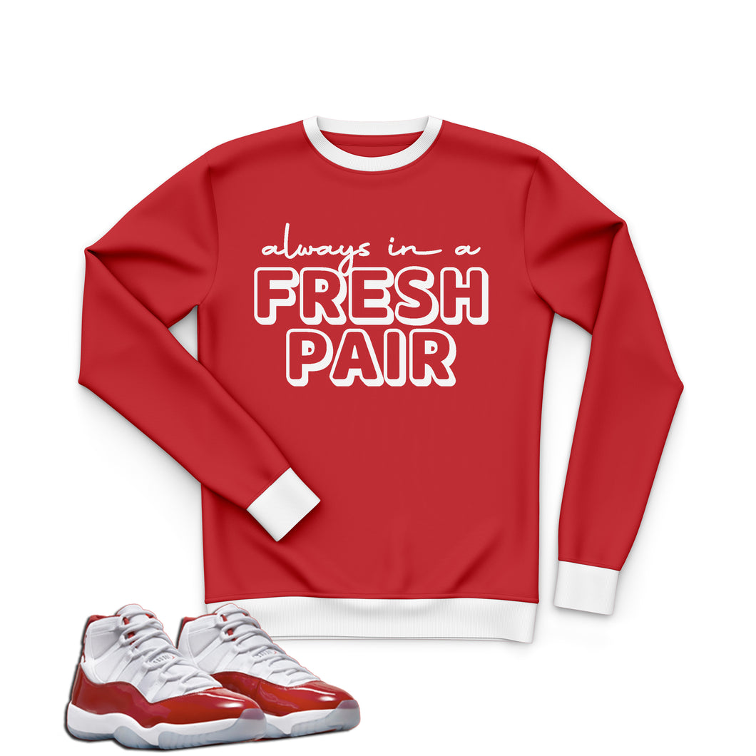 Always In A Fresh Pair | Retro Air Jordan 11 Cherry Red Sneaker Match Sweatshirt