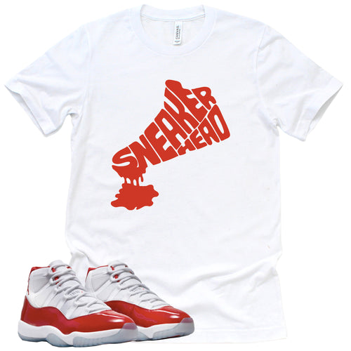 Sneakerhead Drip | Retro Air Jordan 11 Cherry Red Sneaker Match Tee