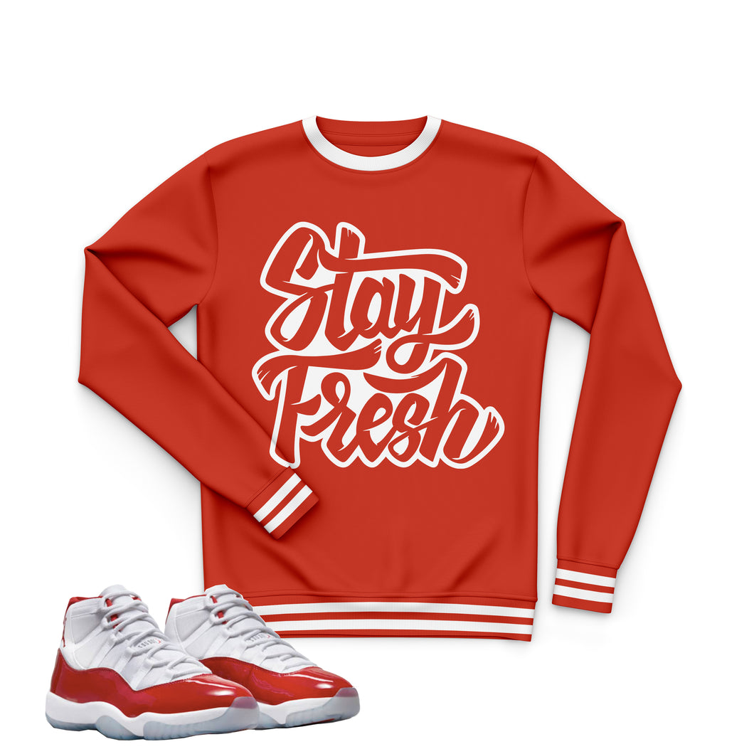 Stay Fresh | Retro Air Jordan 11 Cherry Red Sneaker Match Sweatshirt