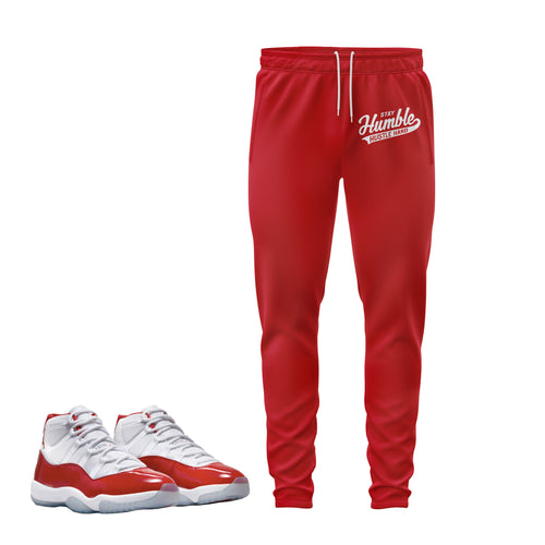 Stay Humble Hustle Hard | Retro Air Jordan 11 Cherry Red Joggers