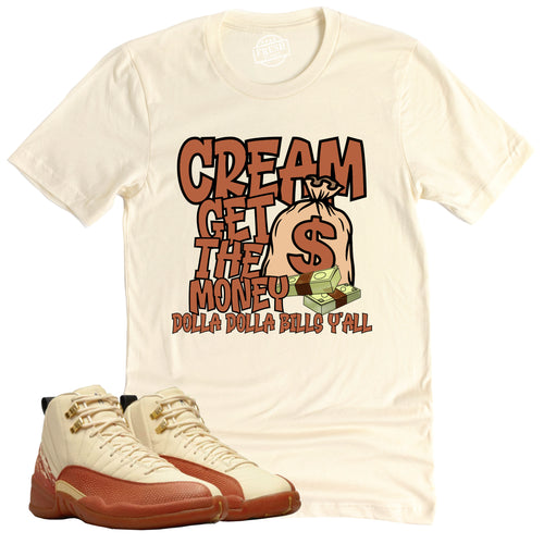 Cream Shirt | Retro Air Jordan 12 Eastside Golf Sneaker Match Tee