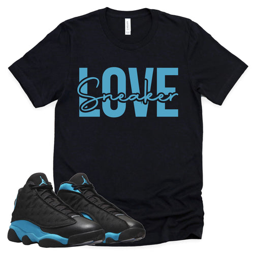 Sneaker Love Shirt | Retro Air Jordan 13 Black University Blue Sneaker Match Tee