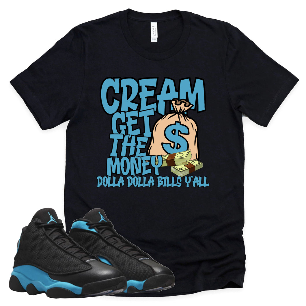 Cream Shirt | Retro Air Jordan 13 Black University Blue Sneaker Match Tee