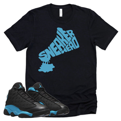 Sneakerhead Drip Shirt | Retro Air Jordan 13 Black University Blue Sneaker Match Tee