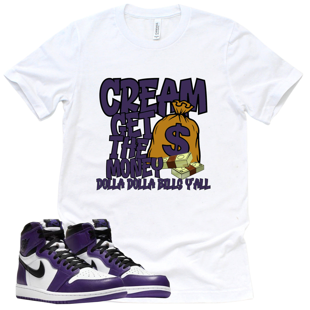 Cream Shirt | Court Purple 1s Sneaker Match Tee