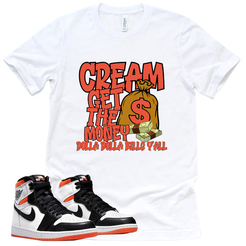 Cream Shirt | Retro Air Jordan 1 Electro Orange Sneaker Match Tee