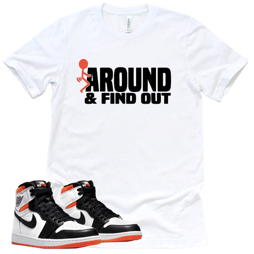 Find Out Shirt | Retro Air Jordan 1 Electro Orange Sneaker Match Tee