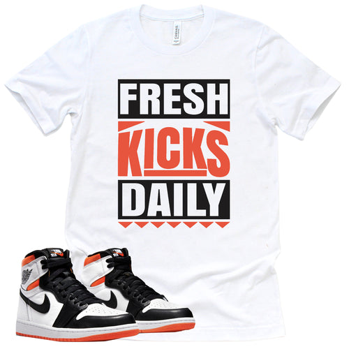 Fresh Kicks Daily Shirt | Retro Air Jordan 1 Electro Orange Sneaker Match Tee