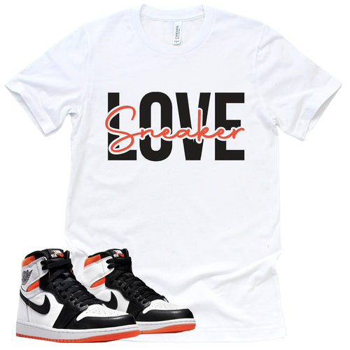 Sneaker Love Shirt | Retro Air Jordan 1 Electro Orange Sneaker Match Tee