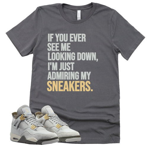 Admiring My Sneakers Shirt | Retro Air Jordan 4 Craft Photon Dust Sneaker Match Tee