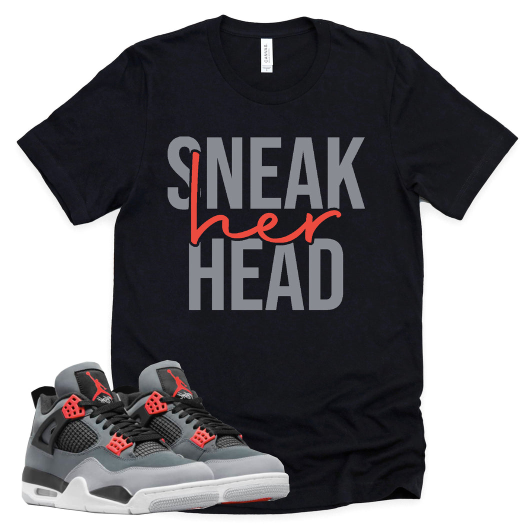 SneakHer Head Shirt | Retro Air Jordan 4 Infrared Sneaker Match Tee