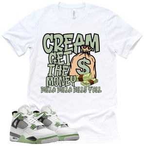 Cream Shirt | Retro Air Jordan 4 Oil Green Sneaker Match Tee