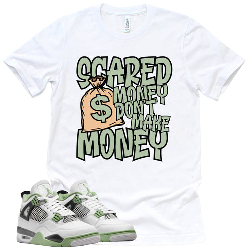 Scared Money Shirt | Retro Air Jordan 4 Oil Green Sneaker Match Tee