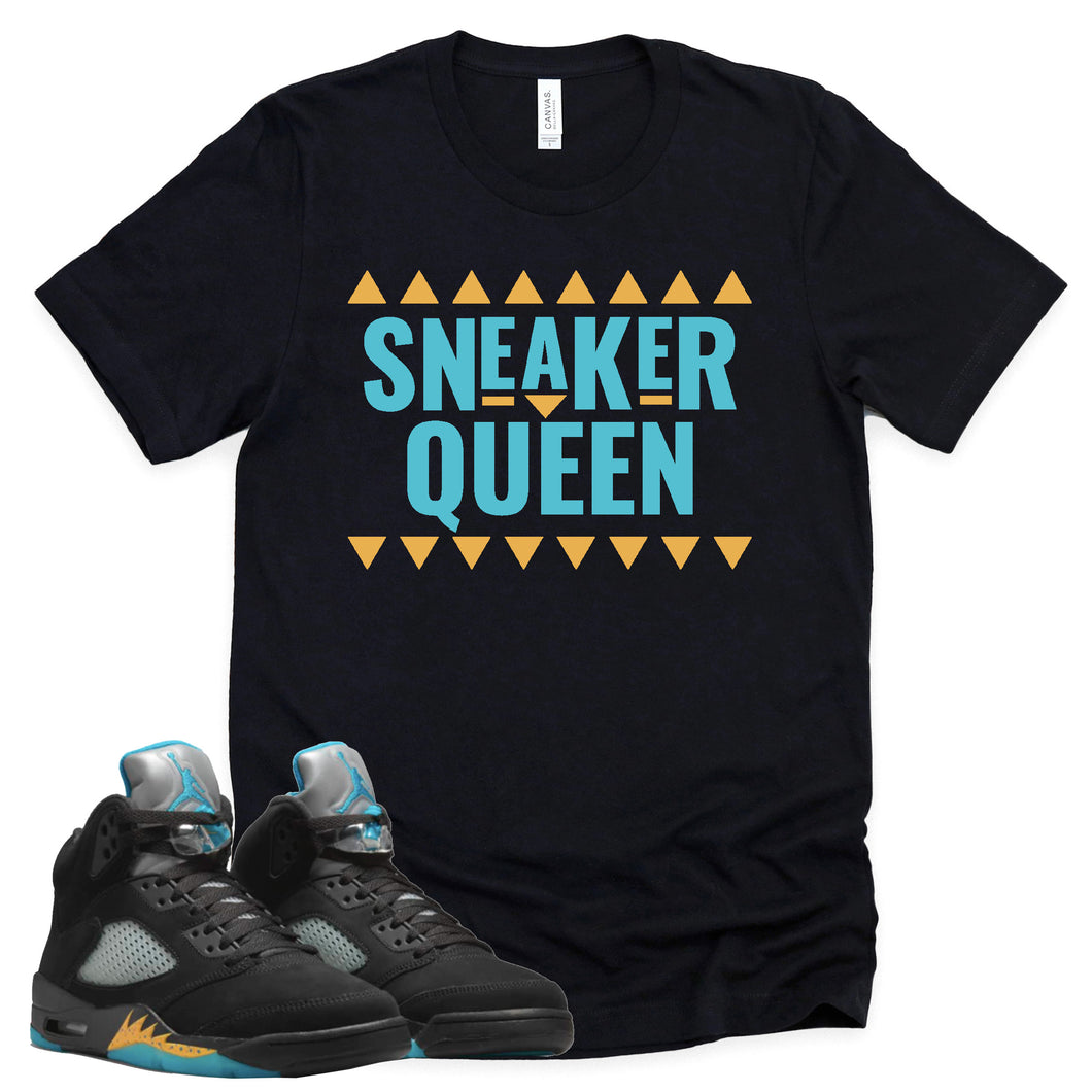 Sneaker Queen Shirt | Retro Air Jordan 5 Aqua Sneaker Match Tee