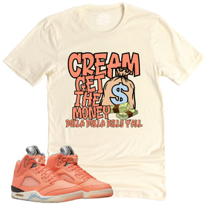 Cream | Retro Air Jordan 5 Crimson Bliss Sneaker Match Tee