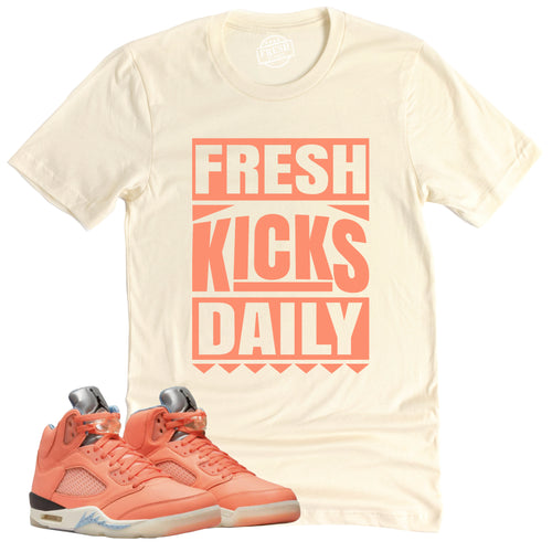 Fresh Kicks Daily Shirt | Retro Air Jordan 5 Crimson Bliss Sneaker Match Tee